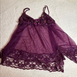 Vtg Frederick's Of Hollywood Sheer Chiffon Lace Babydoll Top-Festival-L